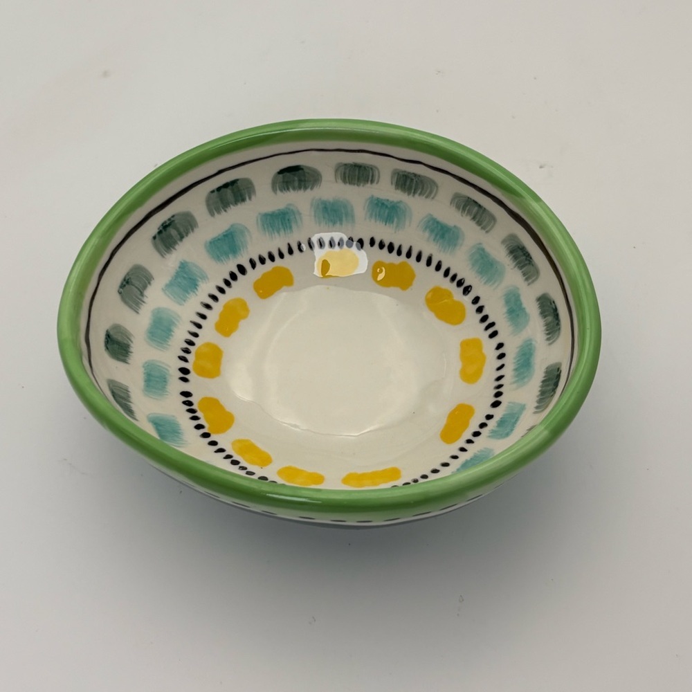 Whimsical Anthropologie Colorful Oval Ceramic Bowl